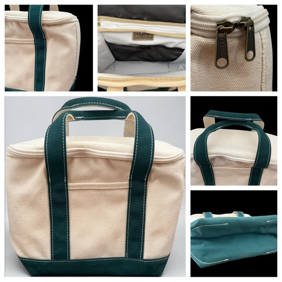 L.L. Bean Handbags - Vintage 90s L.L. Bean Boat and Tote Lunch Insulated Cooler Bag Green Handles EUC